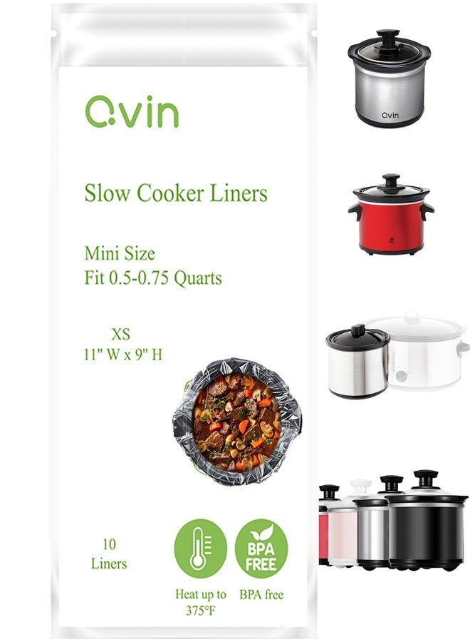 Qvin 16 Oz Mini Crocpot Slow Cooker Liners, Disposal Plastic Bags, Compatible with Qvin 0.65Qt Slow Cooker, 20 OZ Croc-pot, KOOC small 0.65-Qt, Betty 0.7Qt Crocker, Fit 0.5 to 0.75Quart, 1 Pack (10 Liners) - Image 1